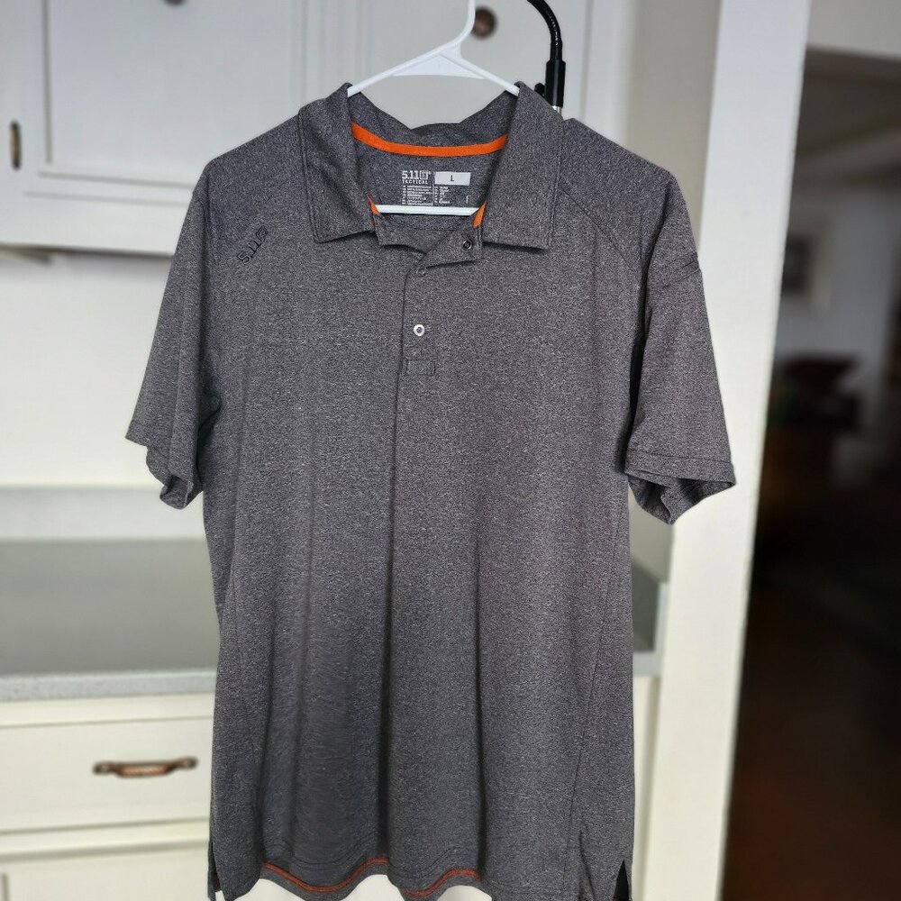 5.11 Tactical Men’s Large Performance Polo Shirt Gray Orange Trim